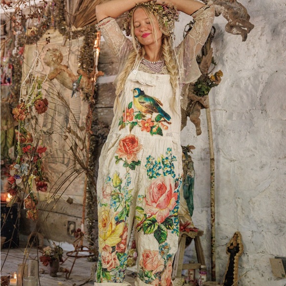 Magnolia Pearl Pants - Magnolia Pearl Birdie Benjamin Overalls NWT ONE SIZE SOLD OUT $625 Appliqué